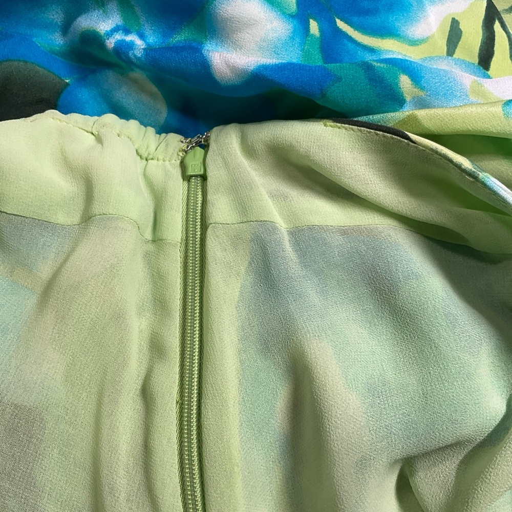 Soft Surroundings 100% silk Green and Blue Floral Maxi Skirt tropical petite XL - Picture 6 of 7